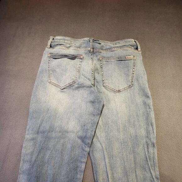 Eddie Bauer Jeans Womens 8 Blue Boyfriend Straight Leg Stretch Denim Distressed - Picture 10 of 11